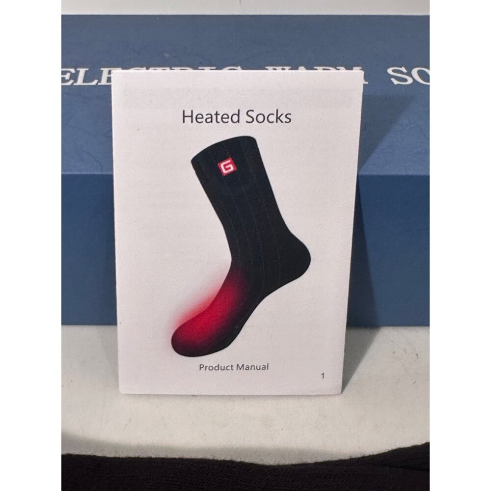 Electric Warm Heated Socks Rechargeable Battery Black Sz M